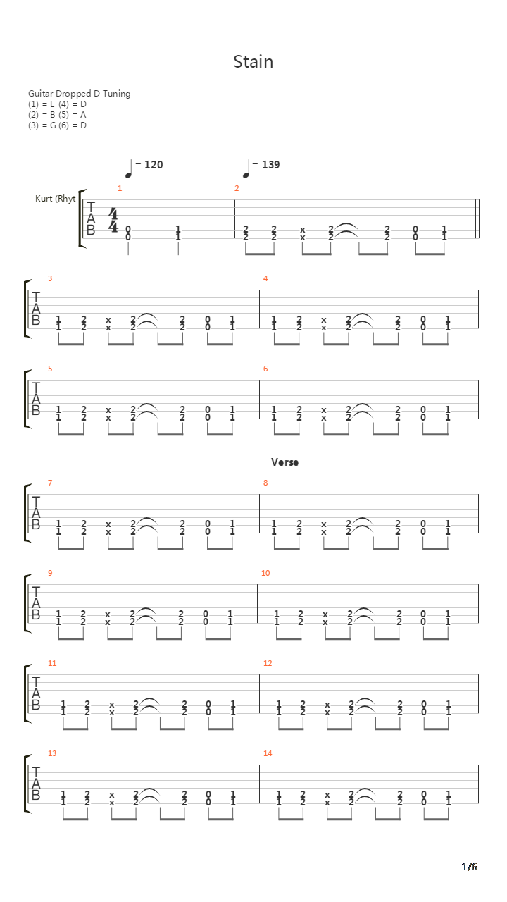 Stain吉他谱