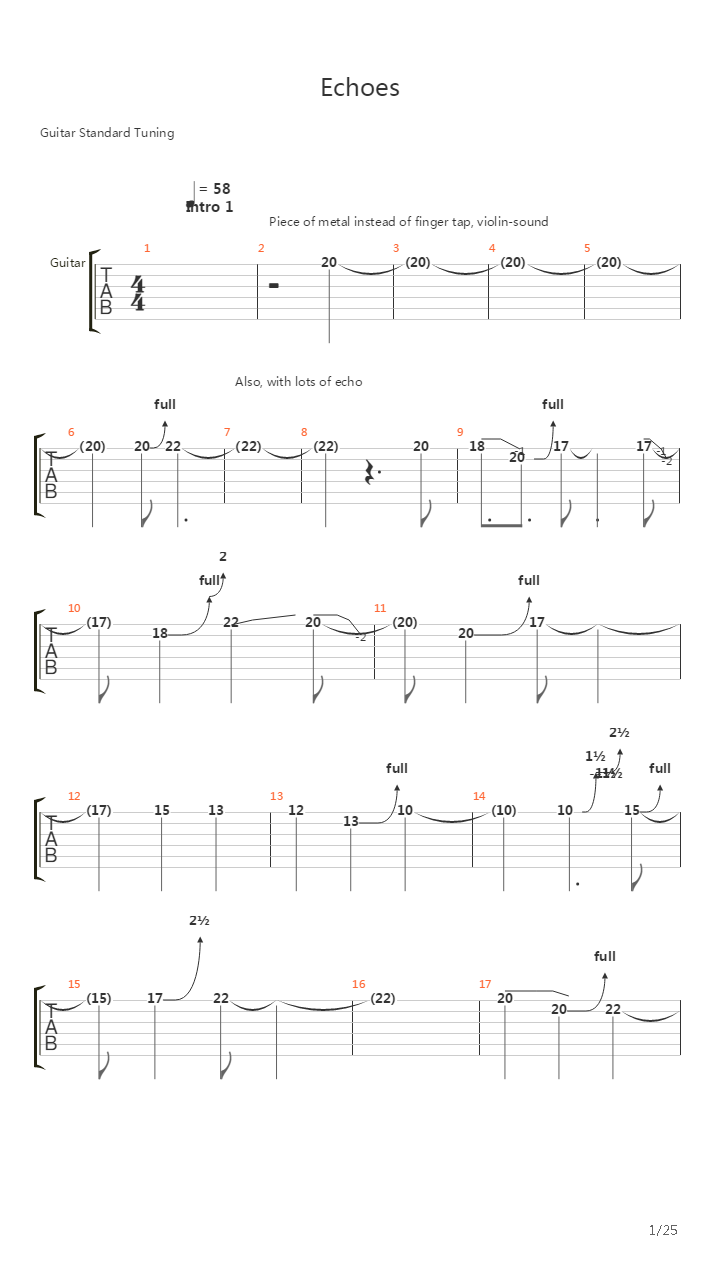 Echoes吉他谱