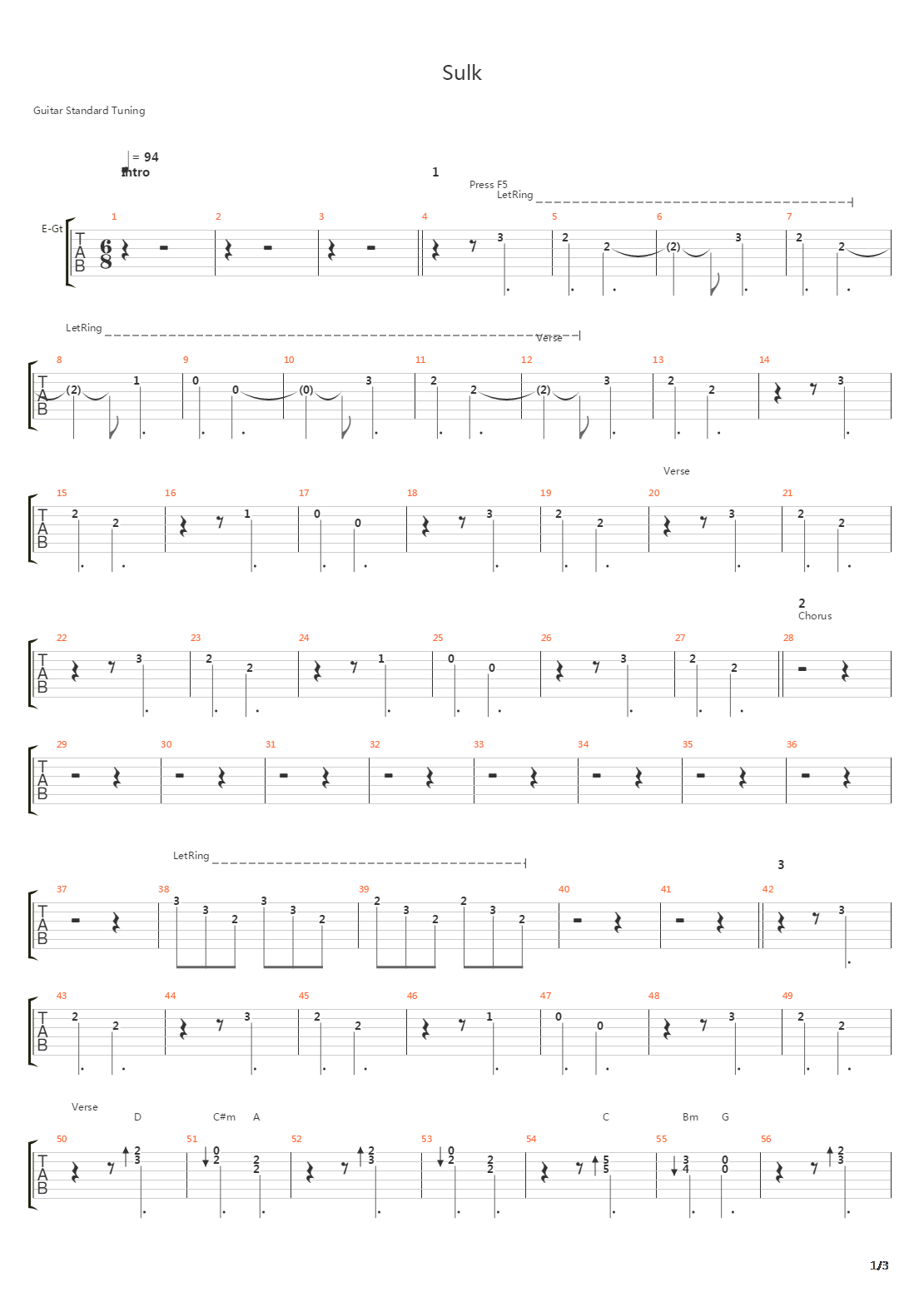 Sulk吉他谱