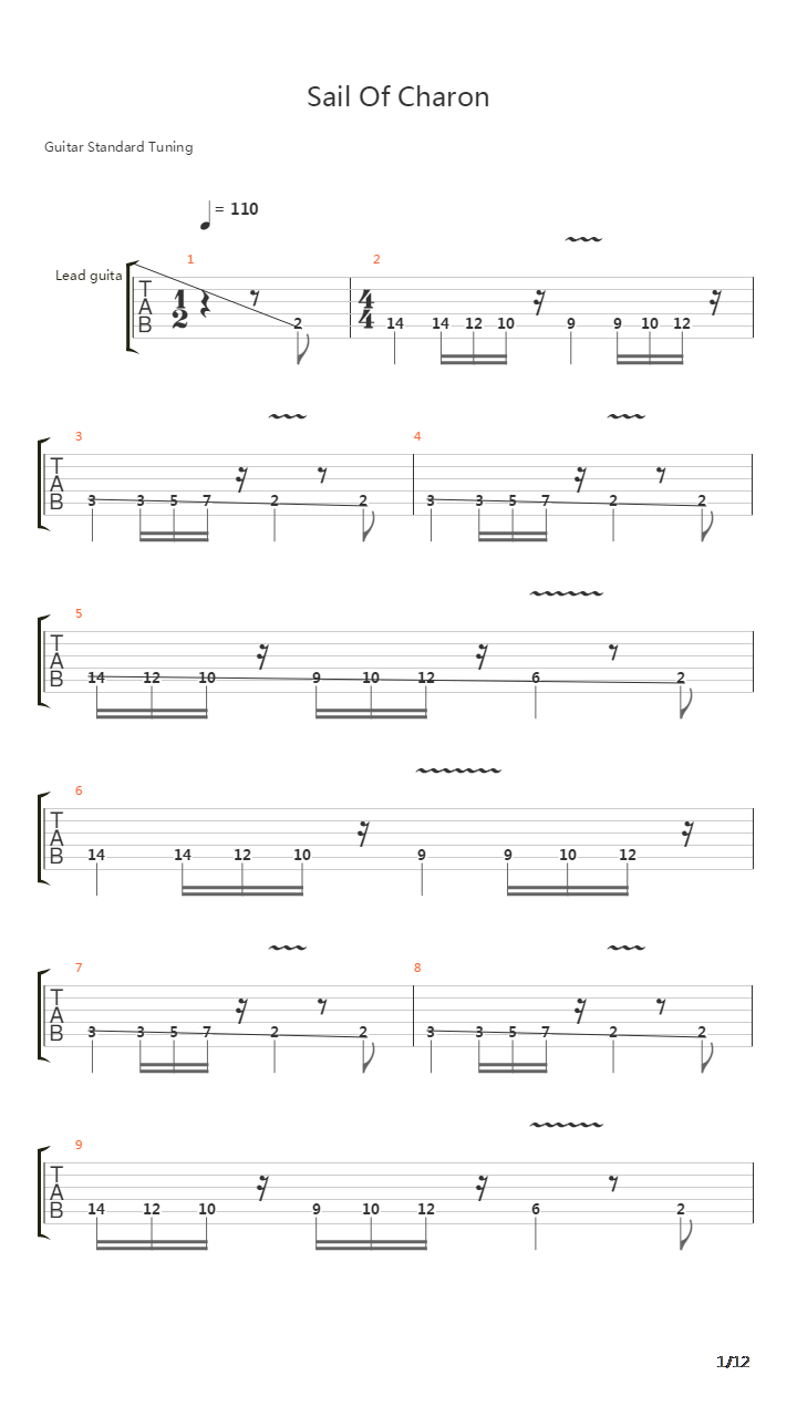 Sails Of Charon吉他谱