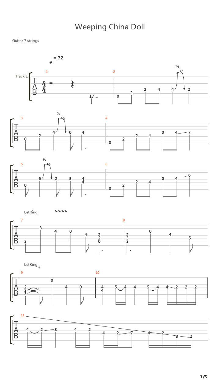 Weeping China Doll吉他谱