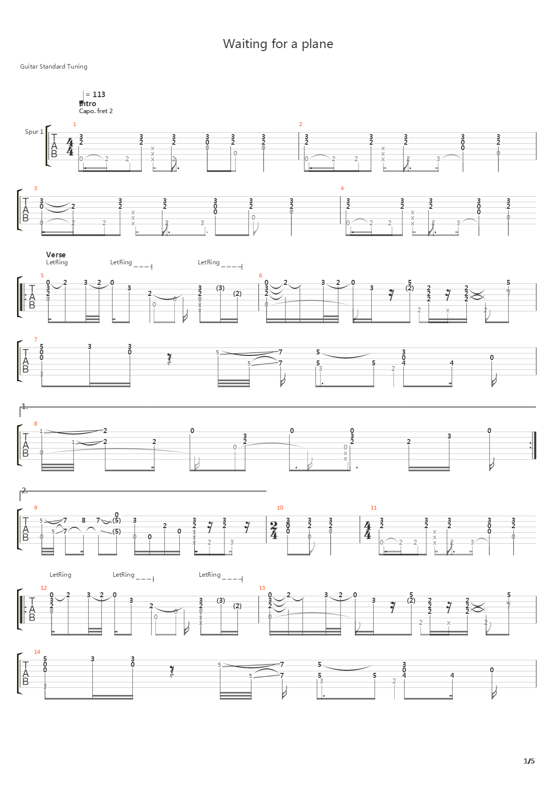 Waiting For A Plane吉他谱