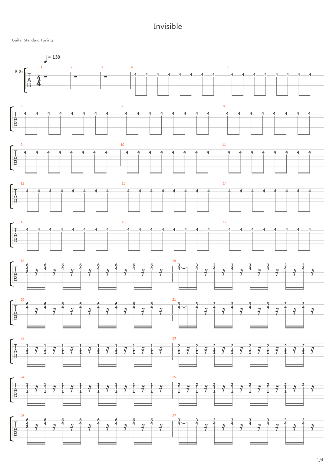 Invisible吉他谱