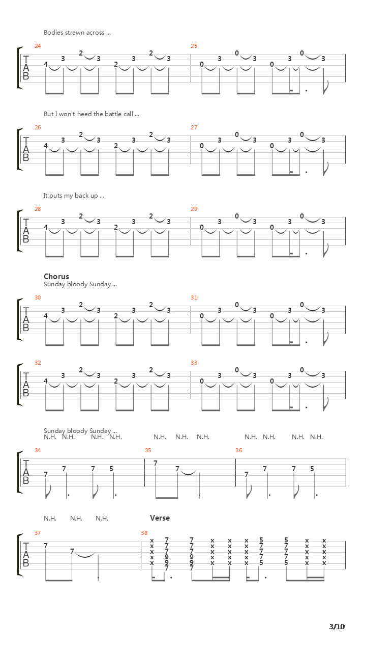 Sunday Bloody Sunday Live吉他谱
