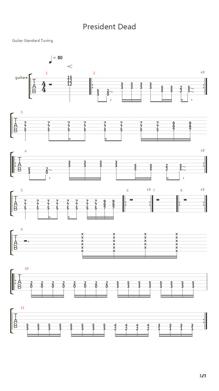 President Dead吉他谱