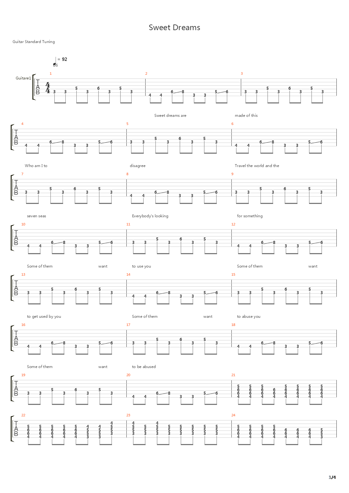 Sweet Dreams吉他谱