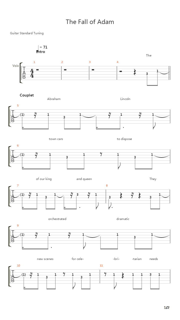 The Fall Of Adam吉他谱