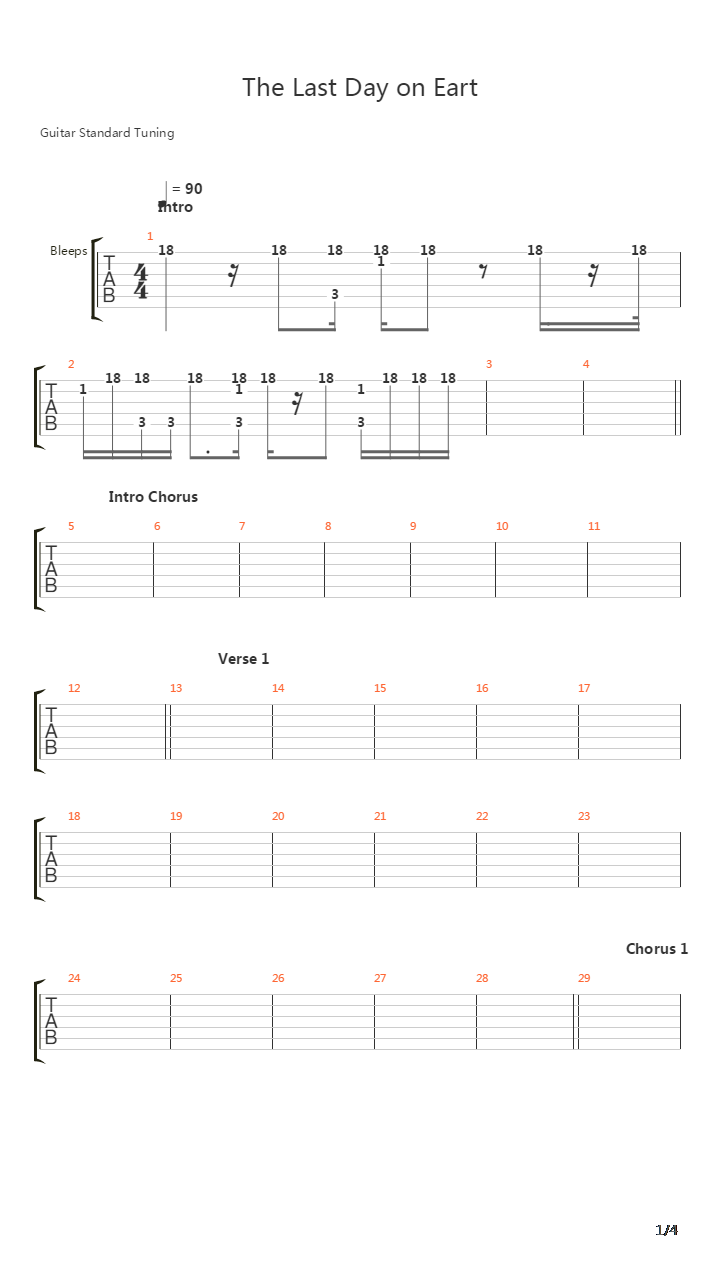 The Last Day On Earth吉他谱