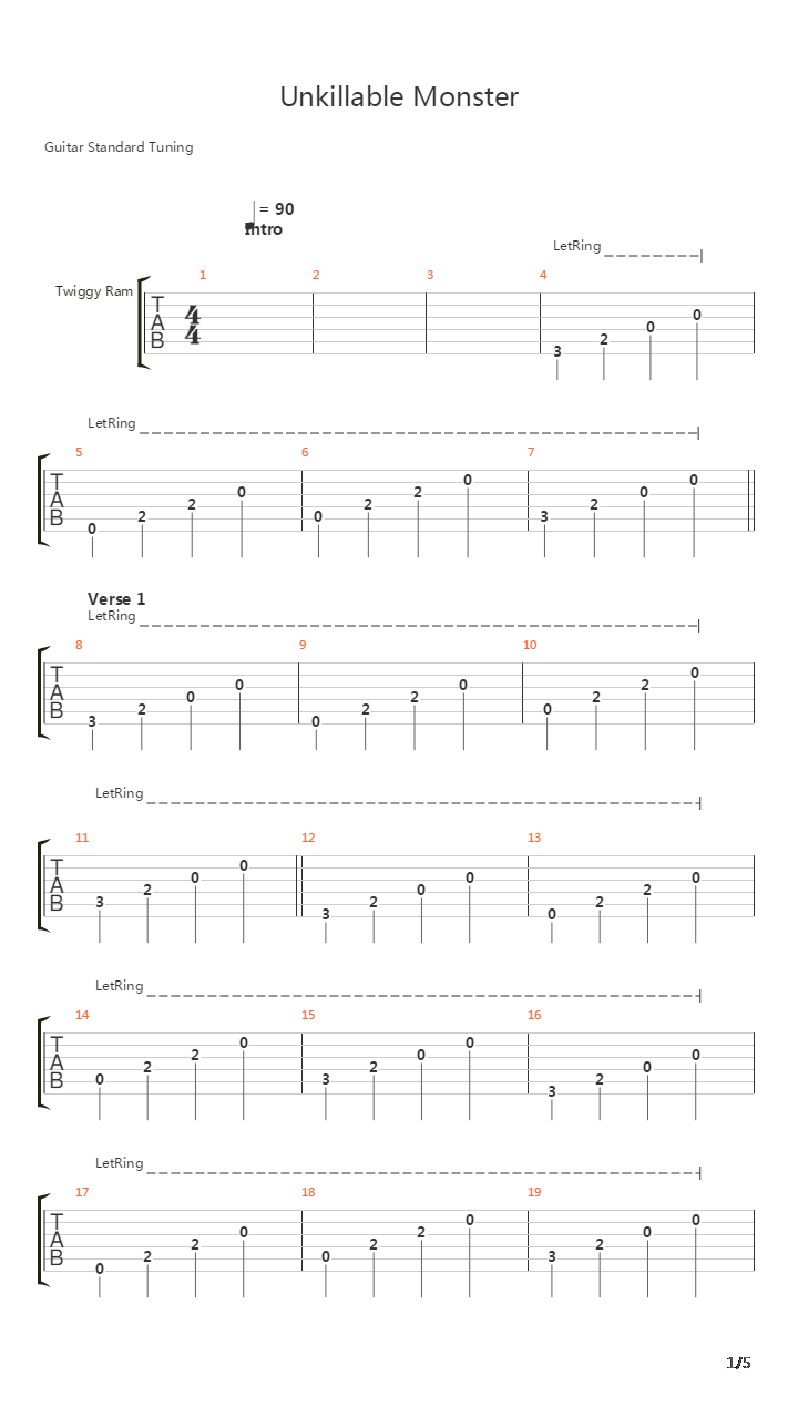 Unkillable Monster吉他谱