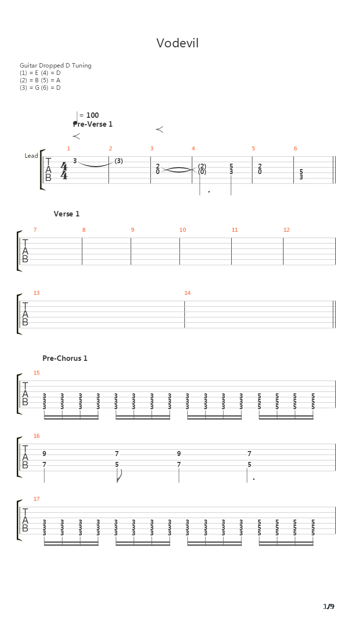 Vodevil吉他谱