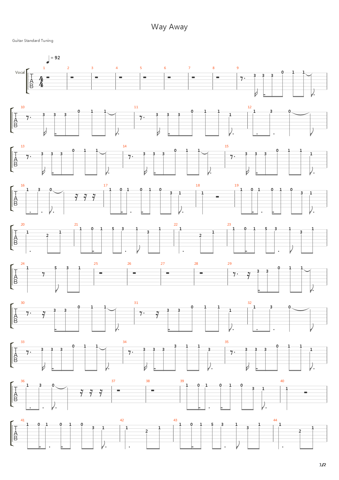 Way Away吉他谱
