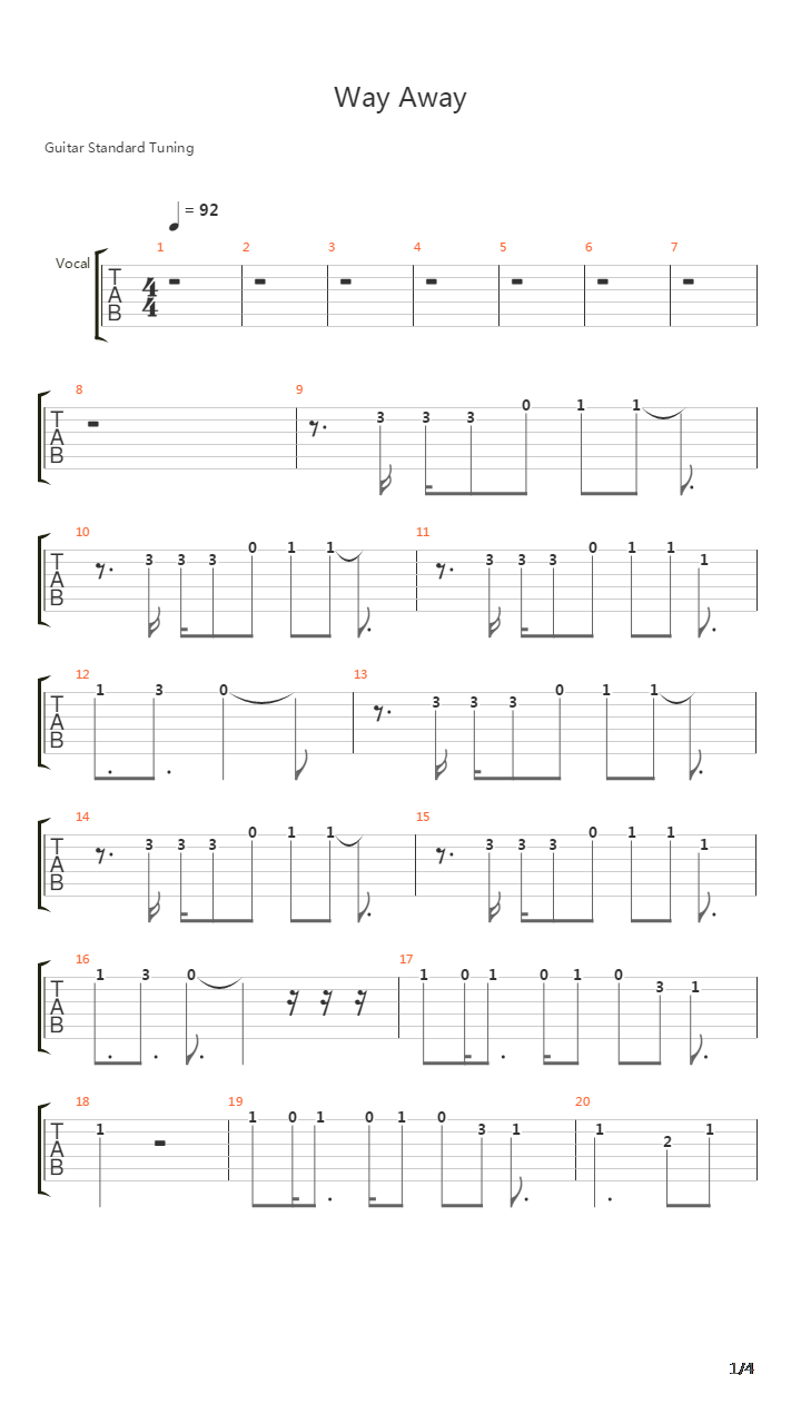 Way Away吉他谱