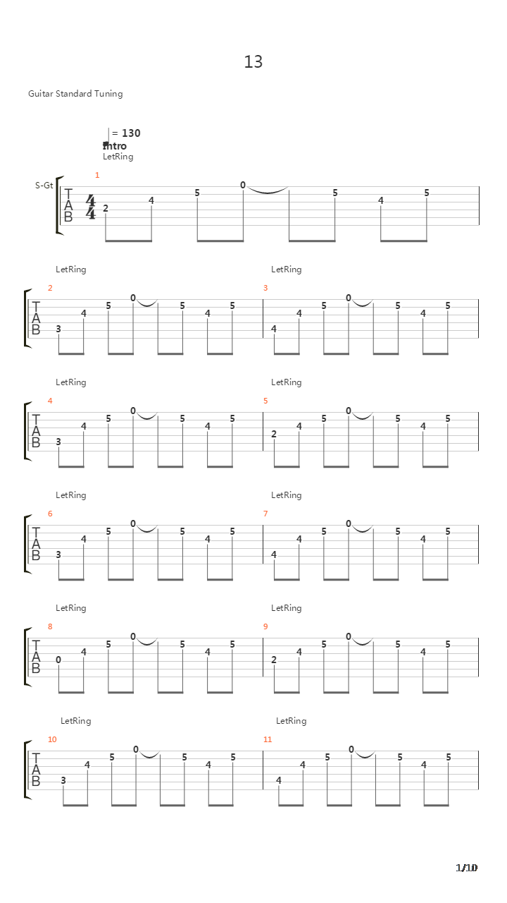13吉他谱