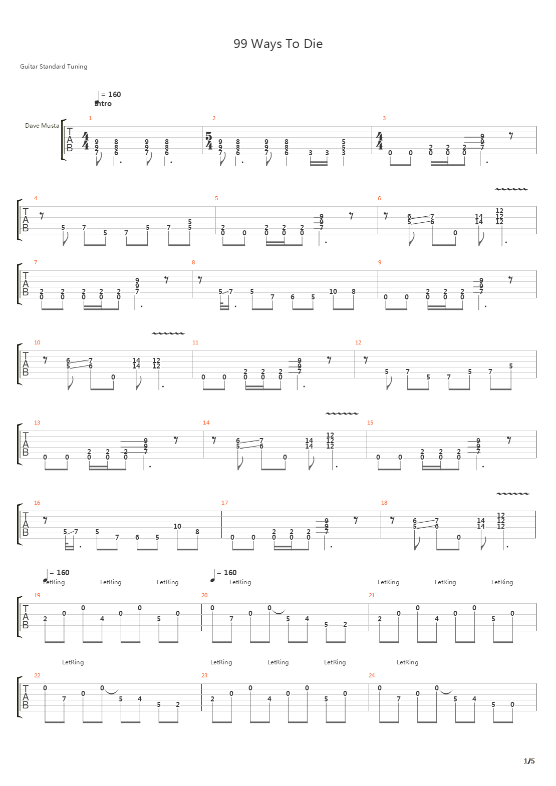 99 Ways To Die吉他谱