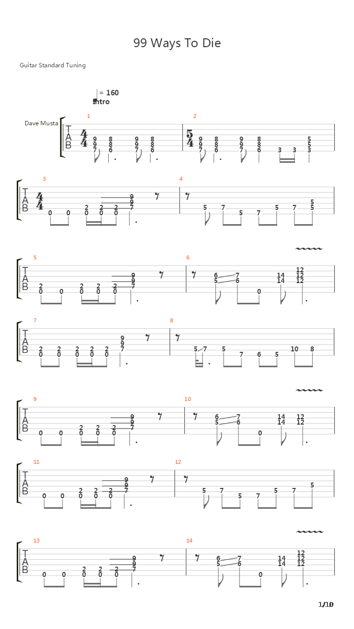 99 Ways To Die吉他谱