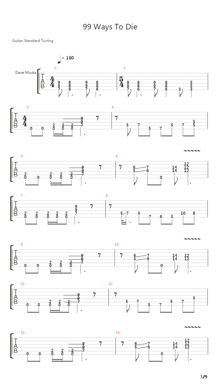 99 Ways To Die吉他谱