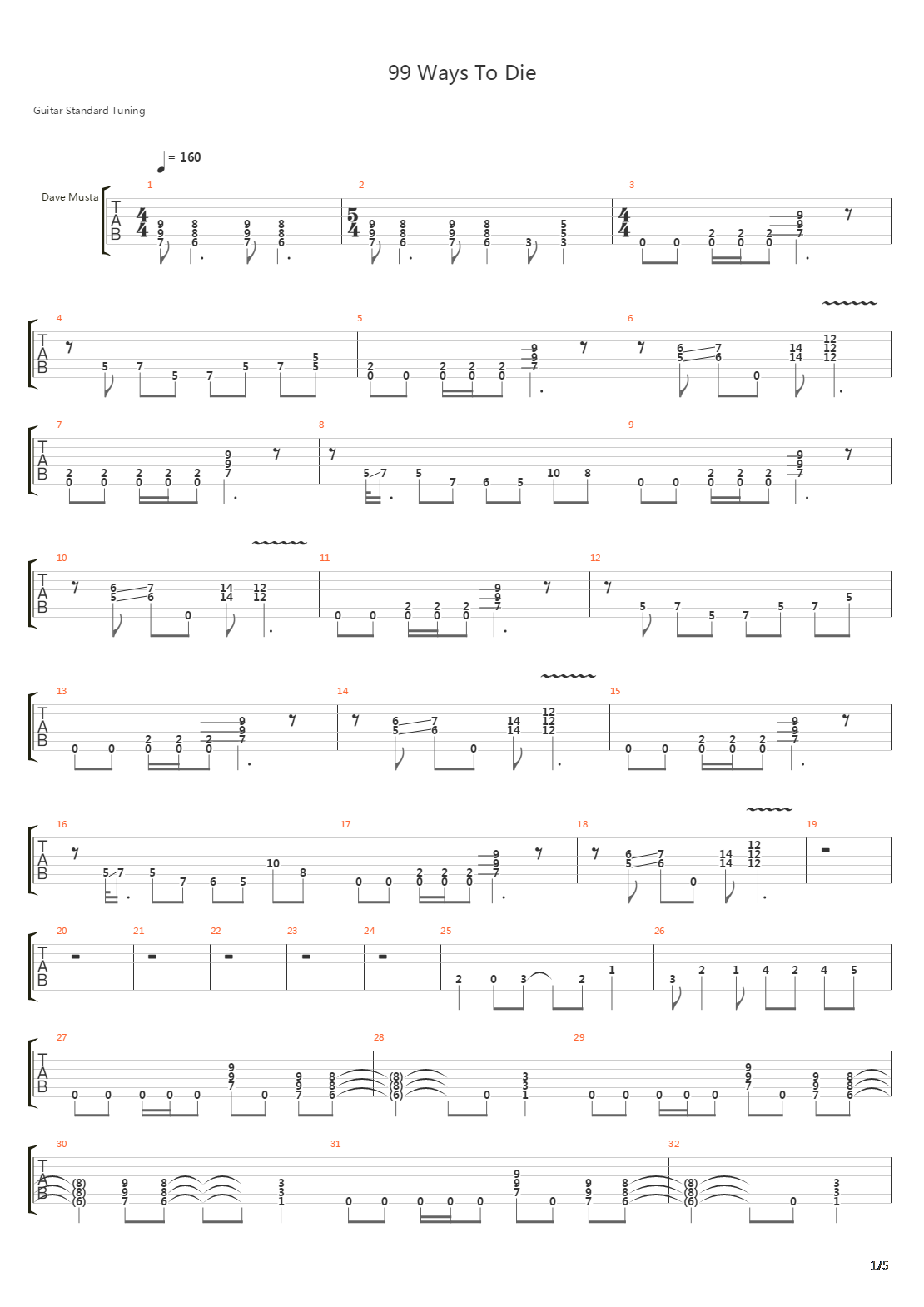 99 Ways To Die吉他谱