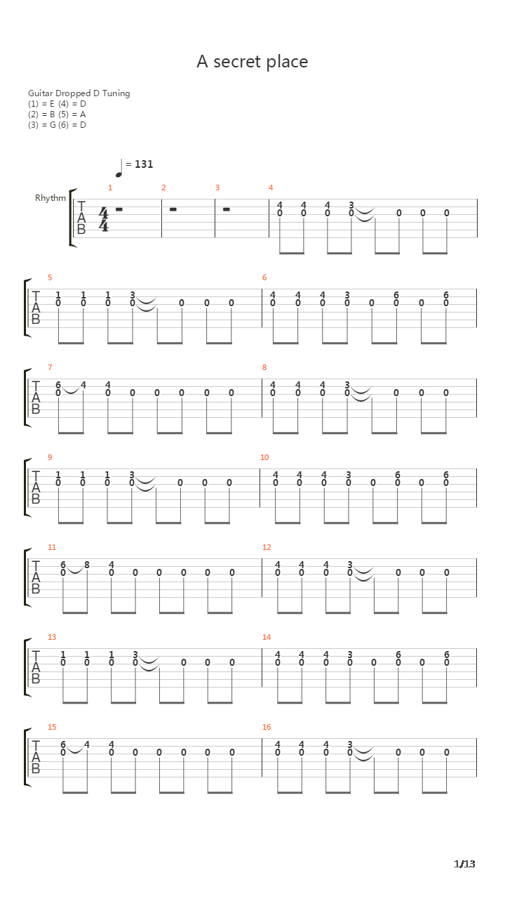 A Secret Place吉他谱