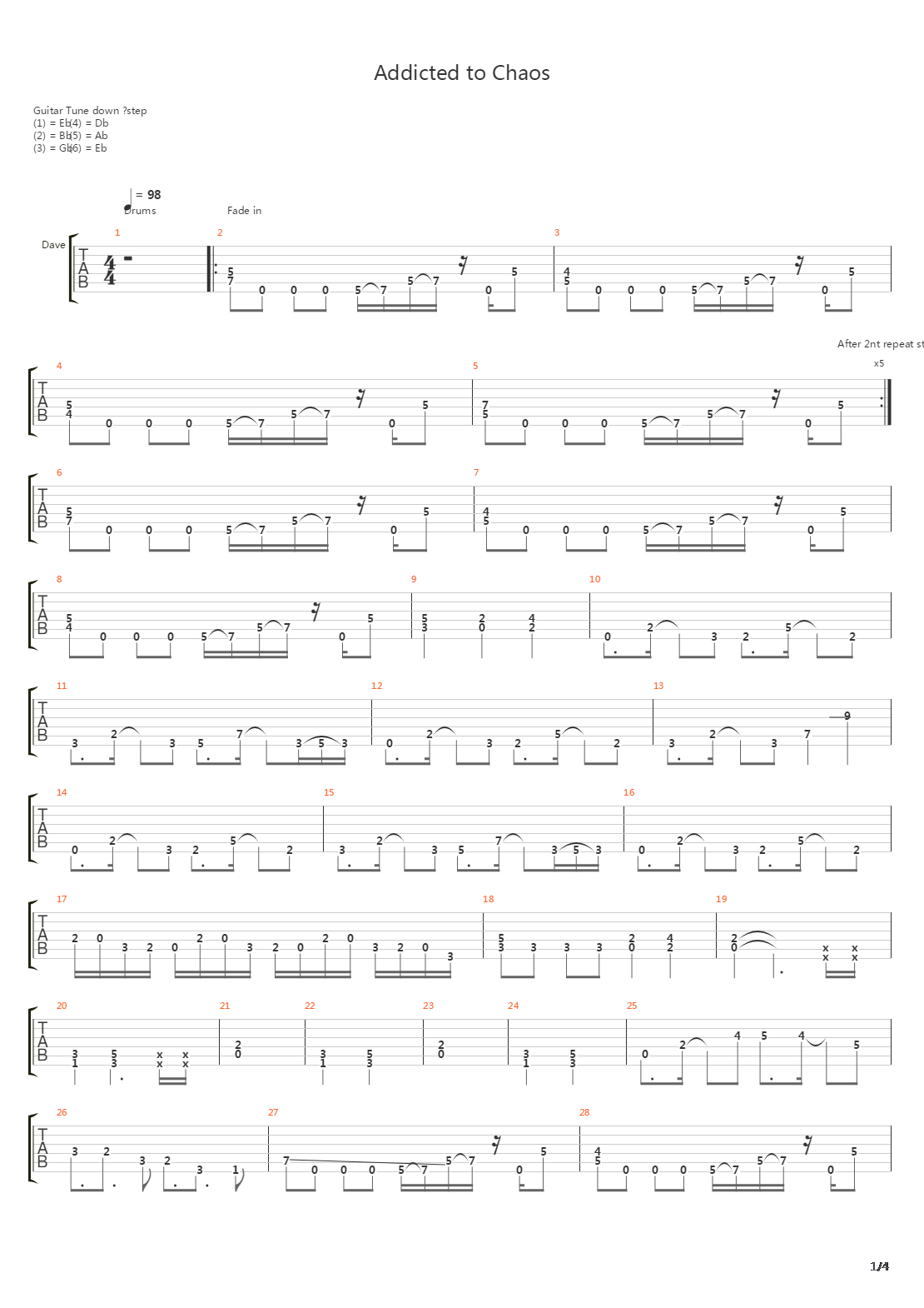Addicted To Chaos吉他谱