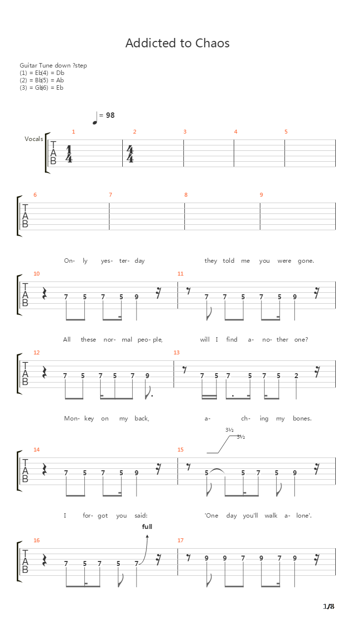 Addicted To Chaos吉他谱