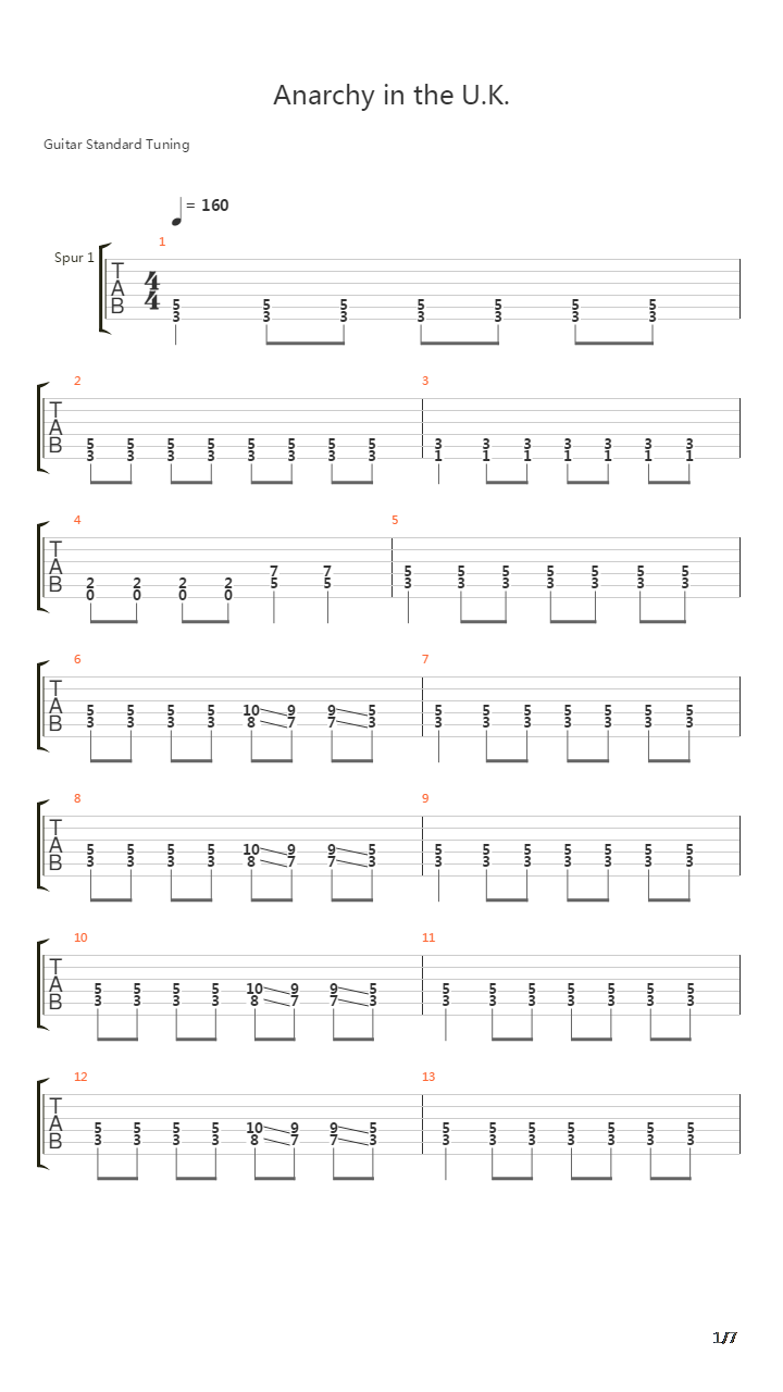 Anarchy In The Uk吉他谱