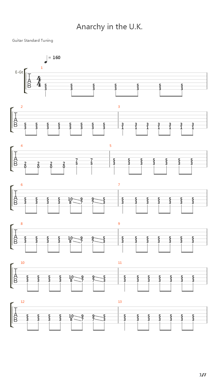 Anarchy In The Uk吉他谱