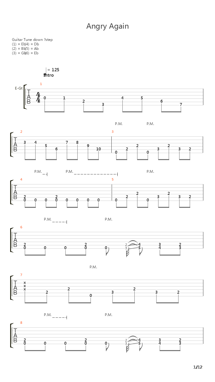 Angry Again吉他谱