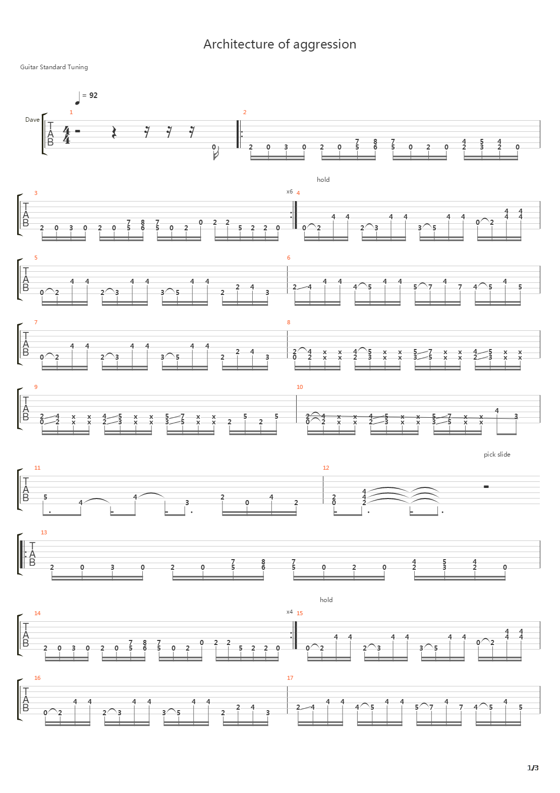 Architecture Of Agression吉他谱