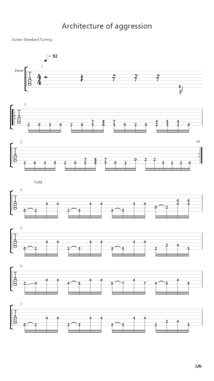 Architecture Of Agression吉他谱