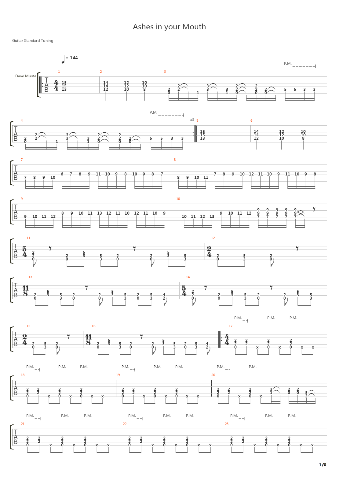 Ashes In Your Mouth吉他谱