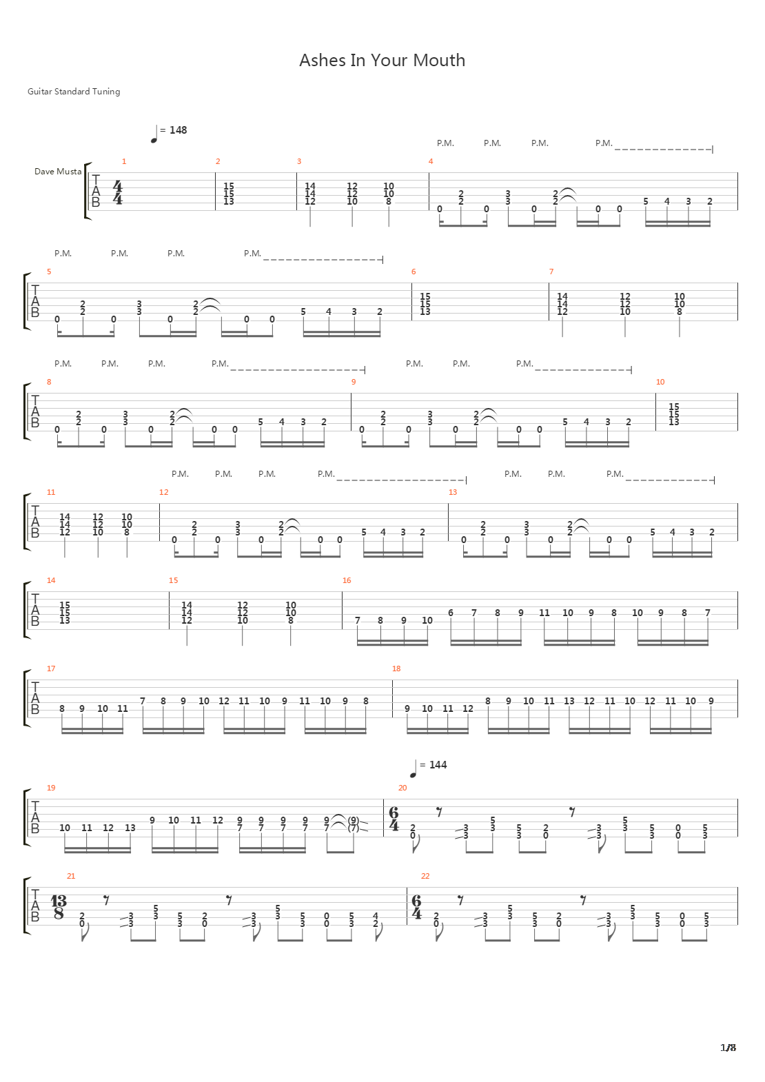 Ashes In Your Mouth吉他谱