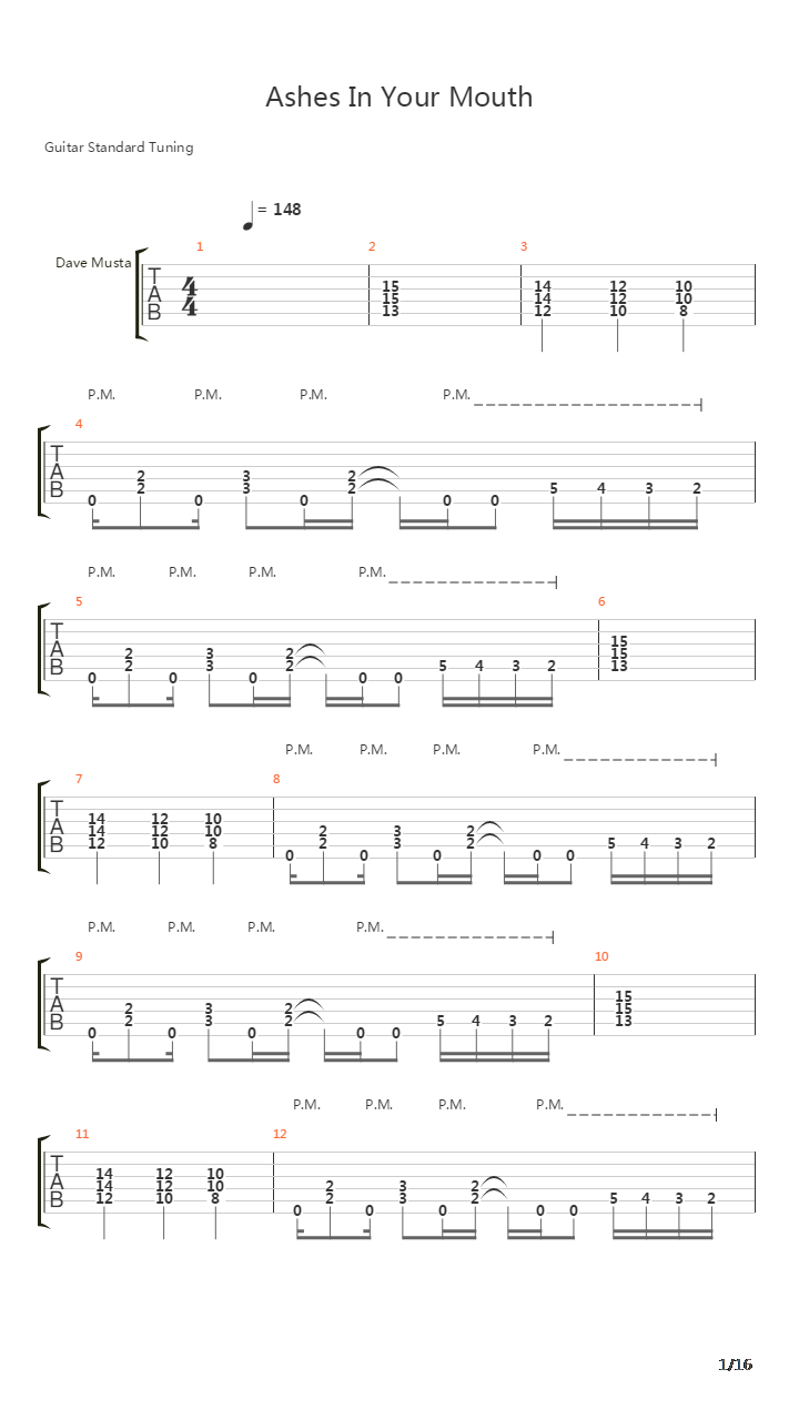 Ashes In Your Mouth吉他谱