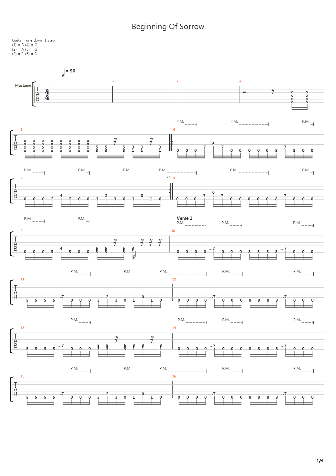 Beginning Of Sorrow吉他谱