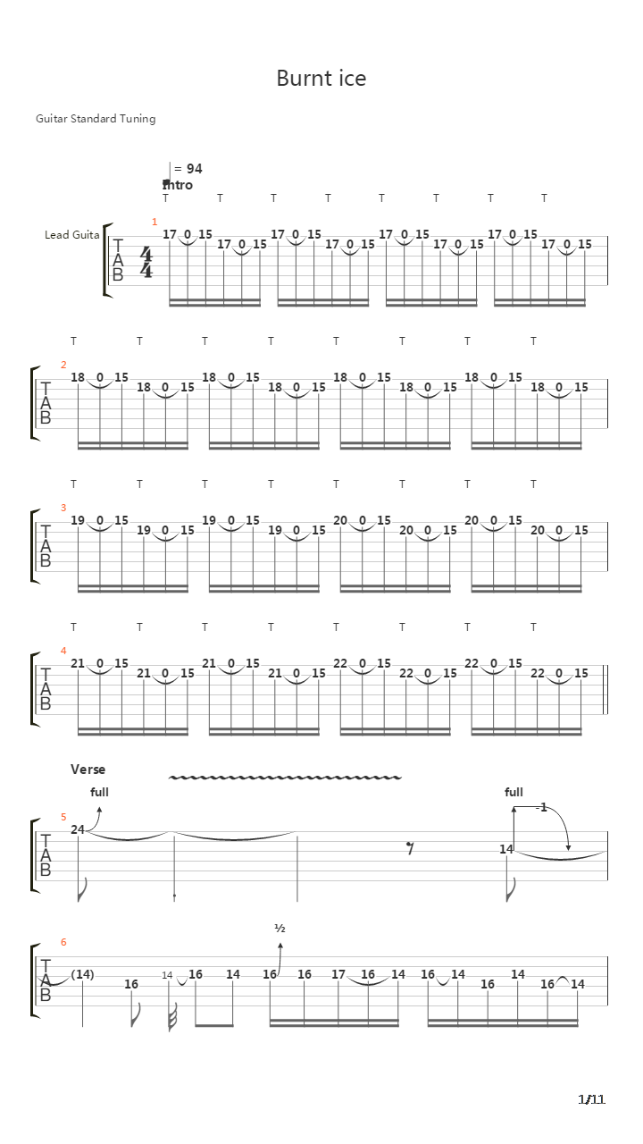 Burnt Ice吉他谱