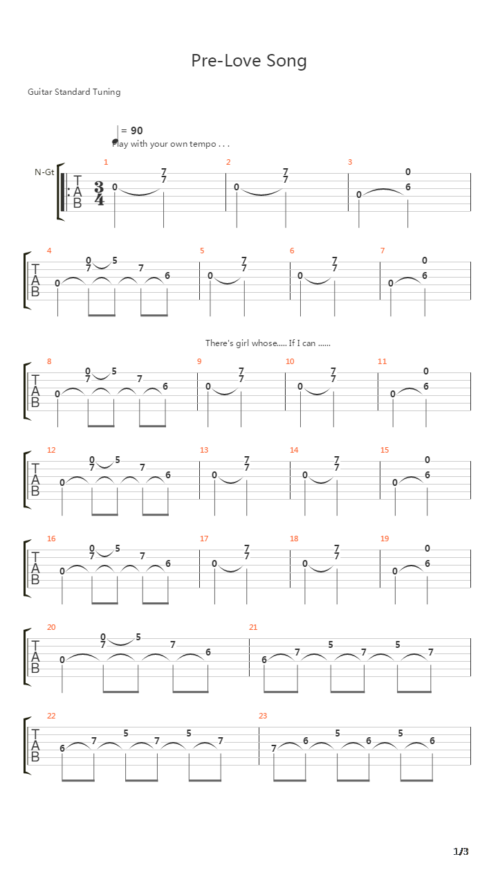 Pre Love Song吉他谱