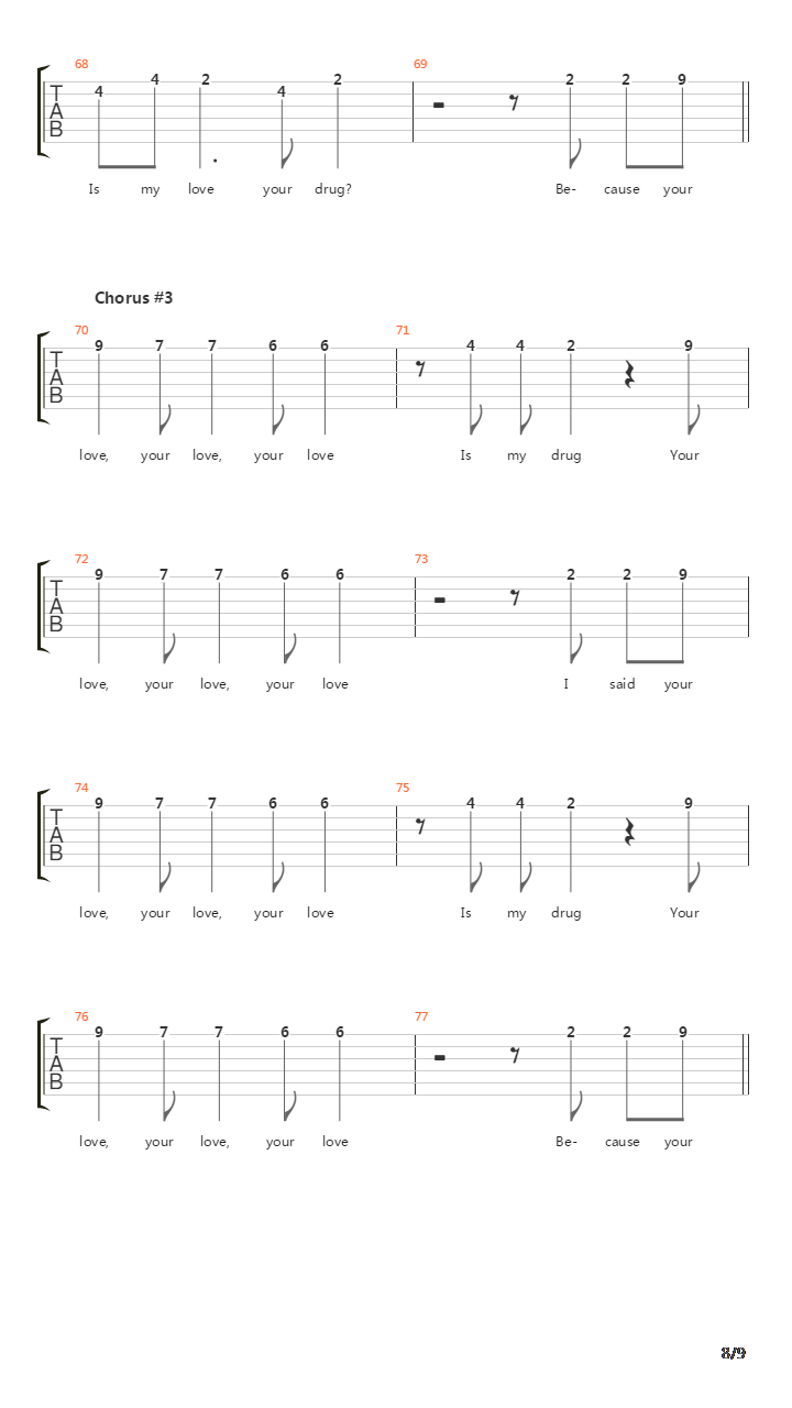 Your Love Is My Drug吉他谱