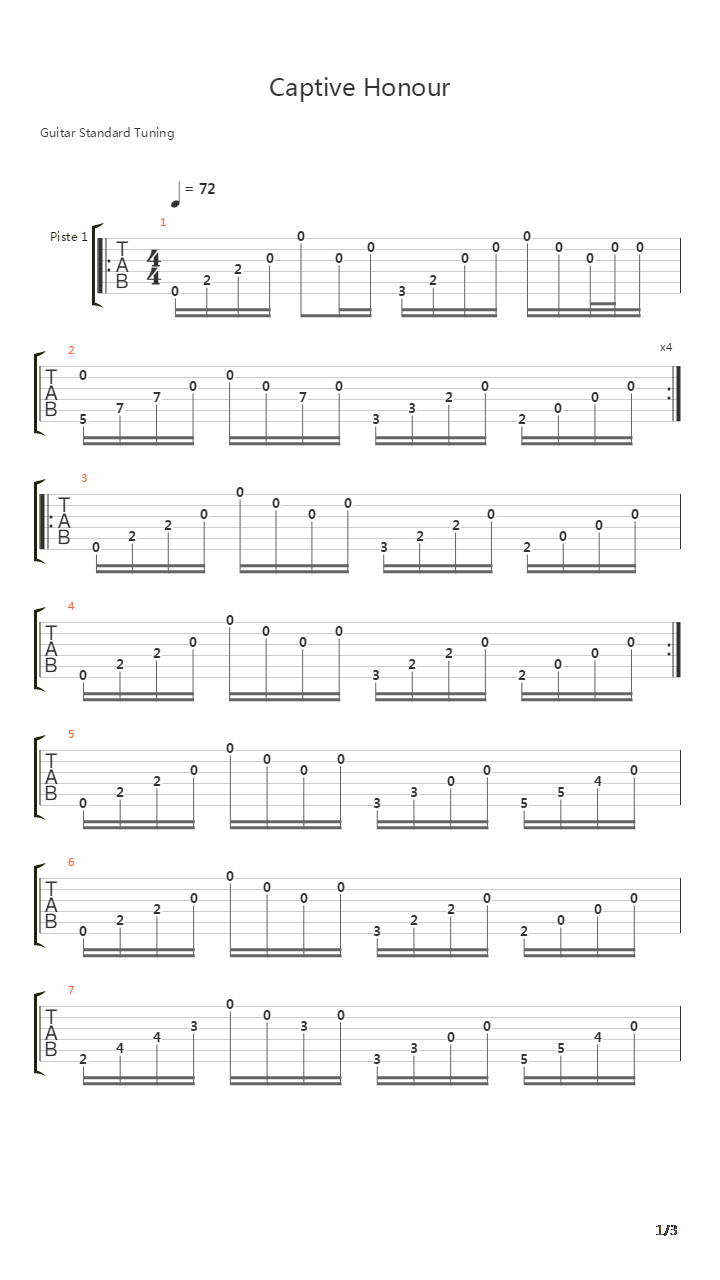 Captive Honour吉他谱