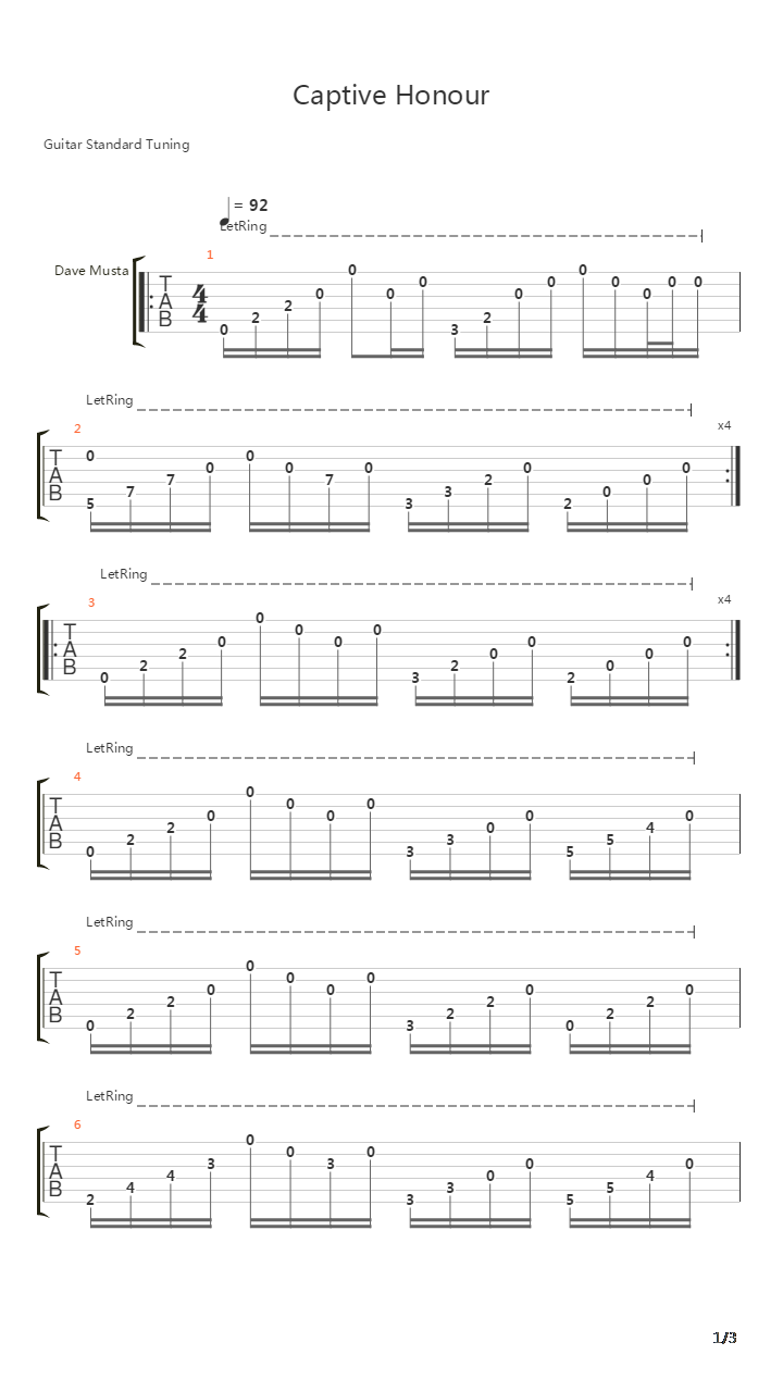 Captive Honour吉他谱