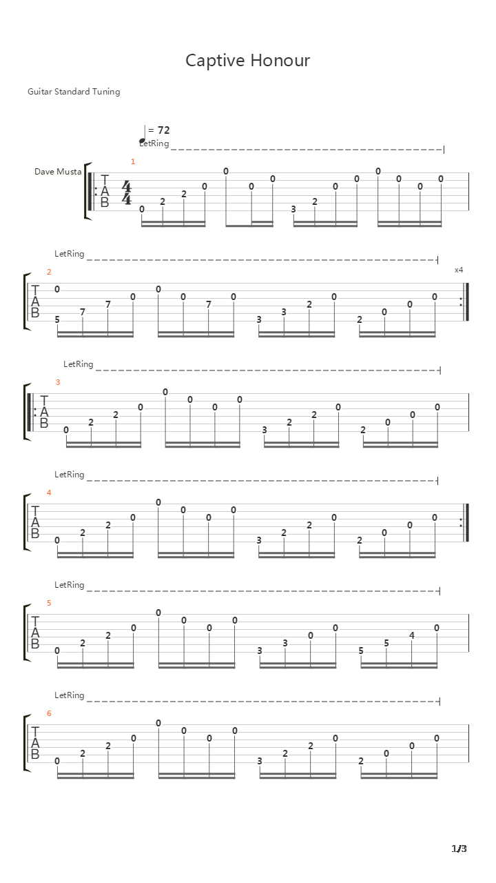 Captive Honour吉他谱