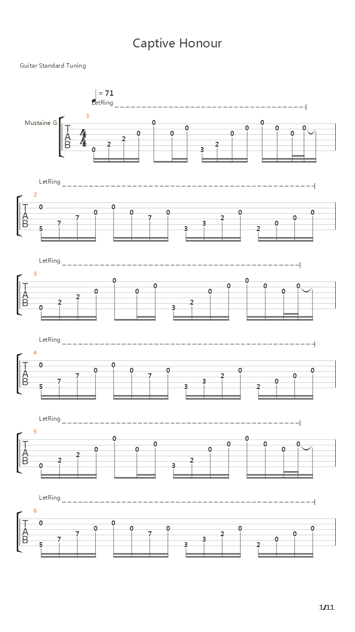 Captive Honour吉他谱