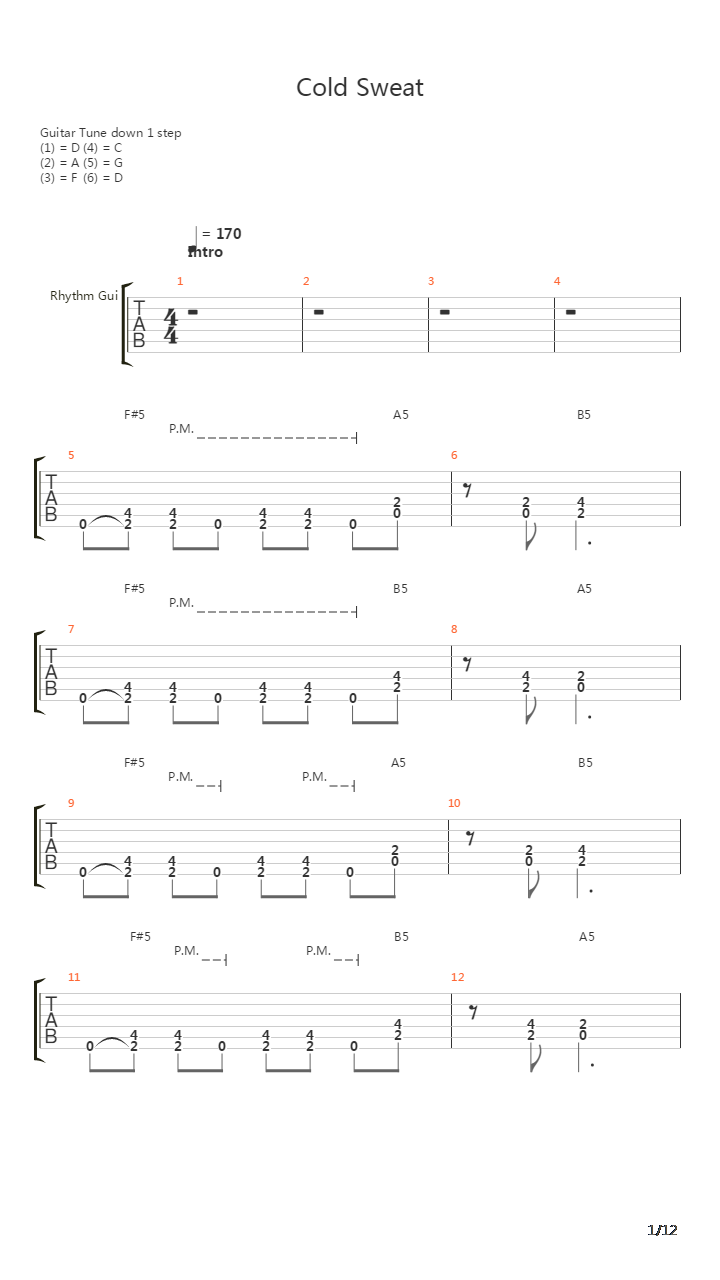 Cold Sweat吉他谱
