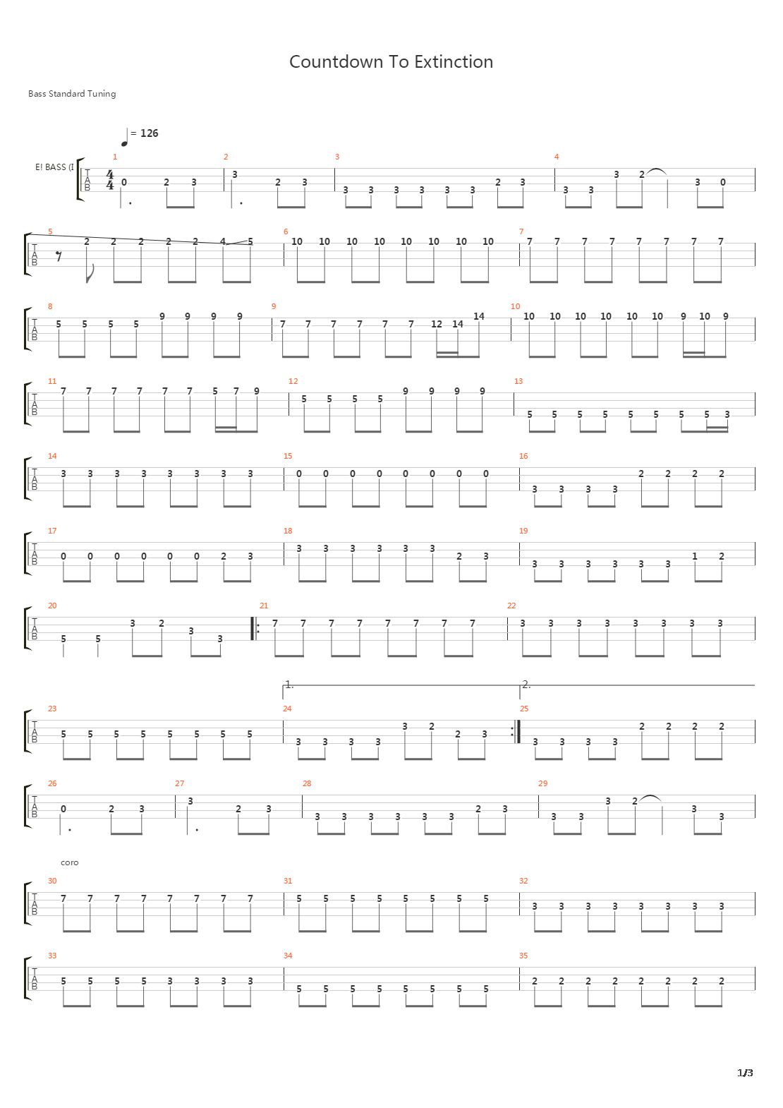 Countdown To Extinction吉他谱