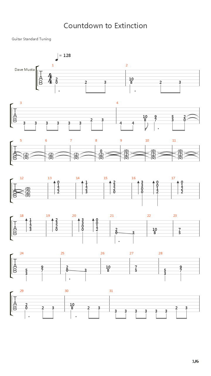 Countdown To Extinction吉他谱