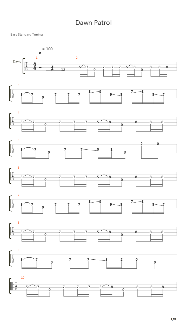 Dawn Patrol吉他谱
