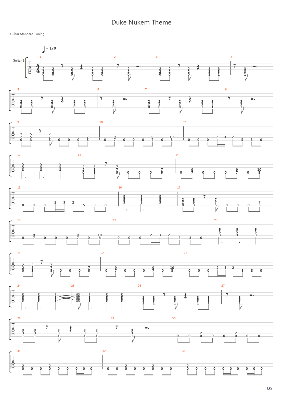 Duke Nukem Theme吉他谱