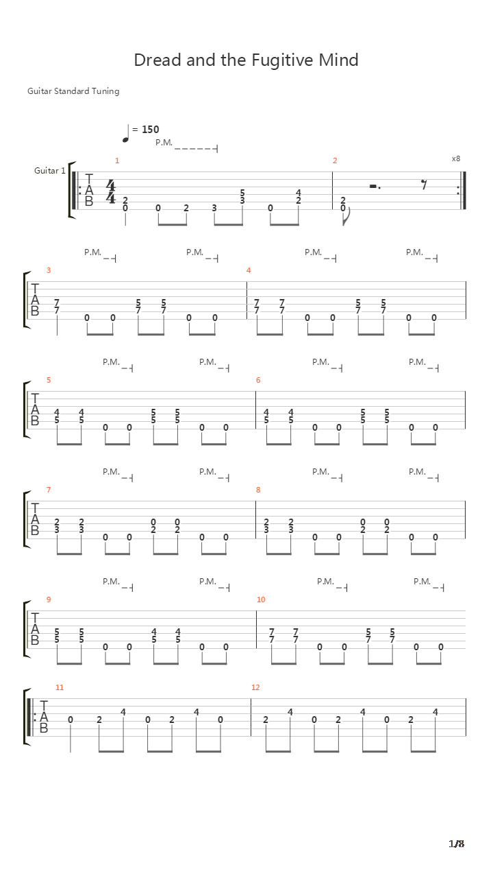 Dread And The Fugitive Mind吉他谱