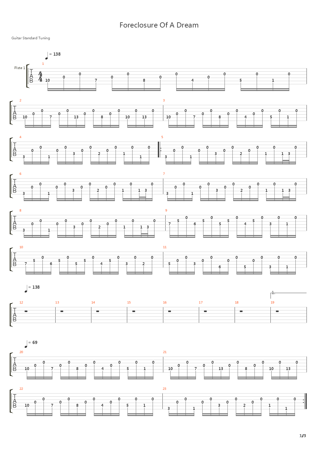 Foreclosure Of A Dream吉他谱