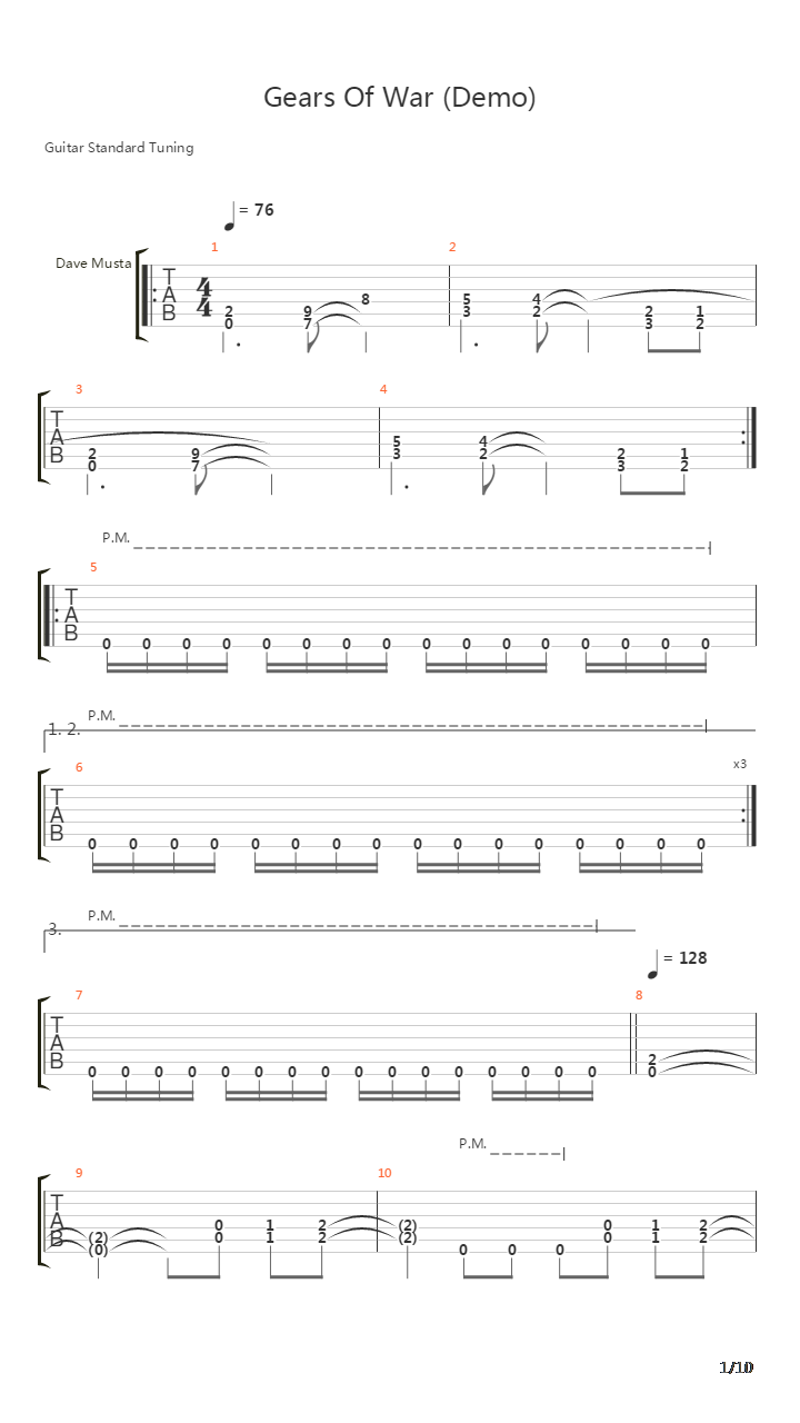 Gears Of War吉他谱