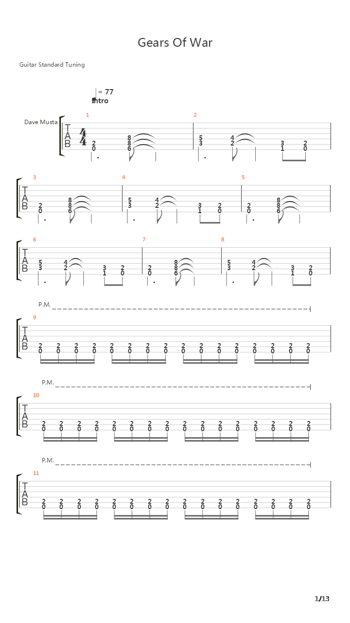 Gears Of War吉他谱