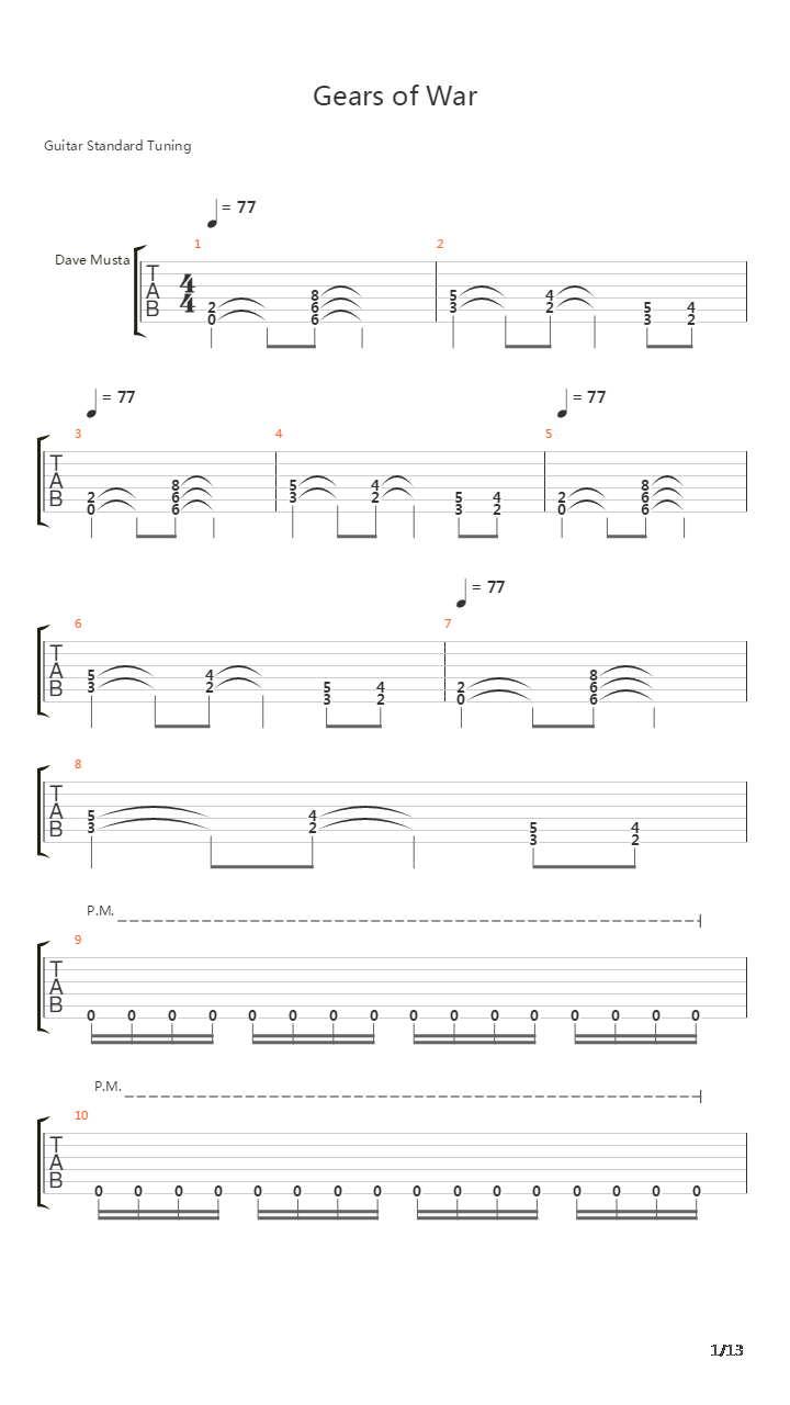 Gears Of War吉他谱